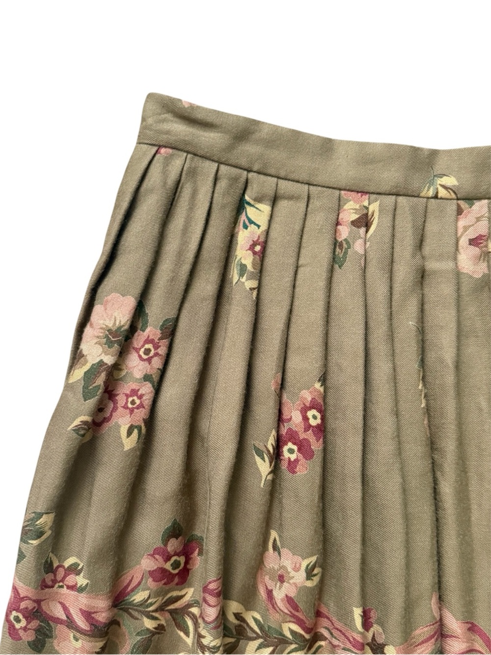 Vintage Ralph Lauren Blue Label Floral Pleated Wool Blend Maxi Skirt Size 12 - Picture 5 of 12